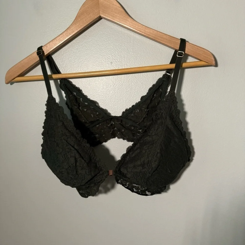 Aerie dark green lace trimmed bralette  M - Picture 3 of 5
